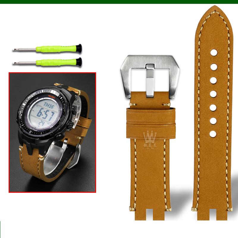 Классический ретро-ремешок из натуральной телячьей кожи для часов Casio ProTrek PRW3000/3100/6000/6100Y PRG300 Series Bracelet Watch Accessories