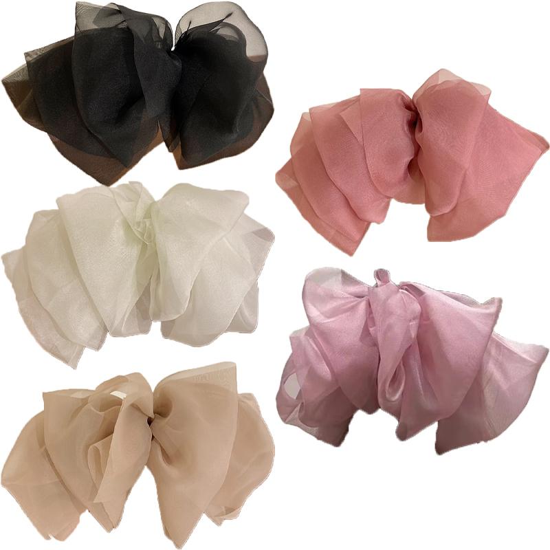 Fairy Chiffon Bow Hairpin French Oversized Sweet Wind Spring Clip Hairpin Top Clip Eye-catching Hair Accessories