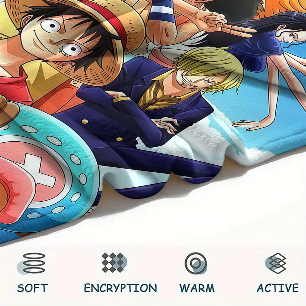 1PC One Piece Monkey D Luffy Patterned Flannel Blanket Suitable For All Seasons For Home Decor Warmth And Comfort Gifts Holiday Present