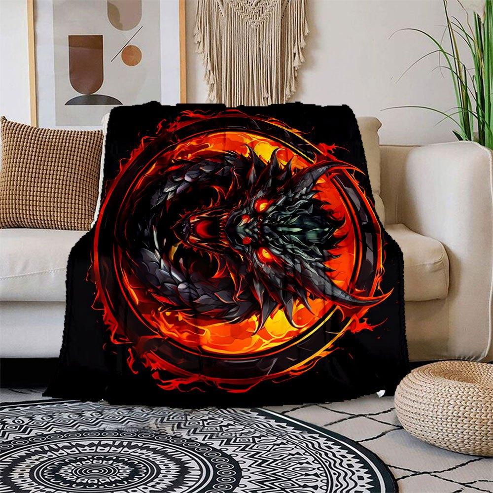 "Flaming Dragon Ring: Mythical Fire Emblem"Blanket Flannel Throw Blanket for Sofa, Bed, Travel, Camping, Office, Couch, Chair, And Bed Gift