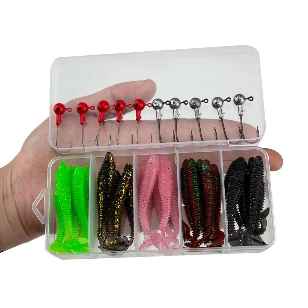 Бионический набор мягких приманок Topmouth Culter с крючком с джиг-головкой и Т-образным хвостом