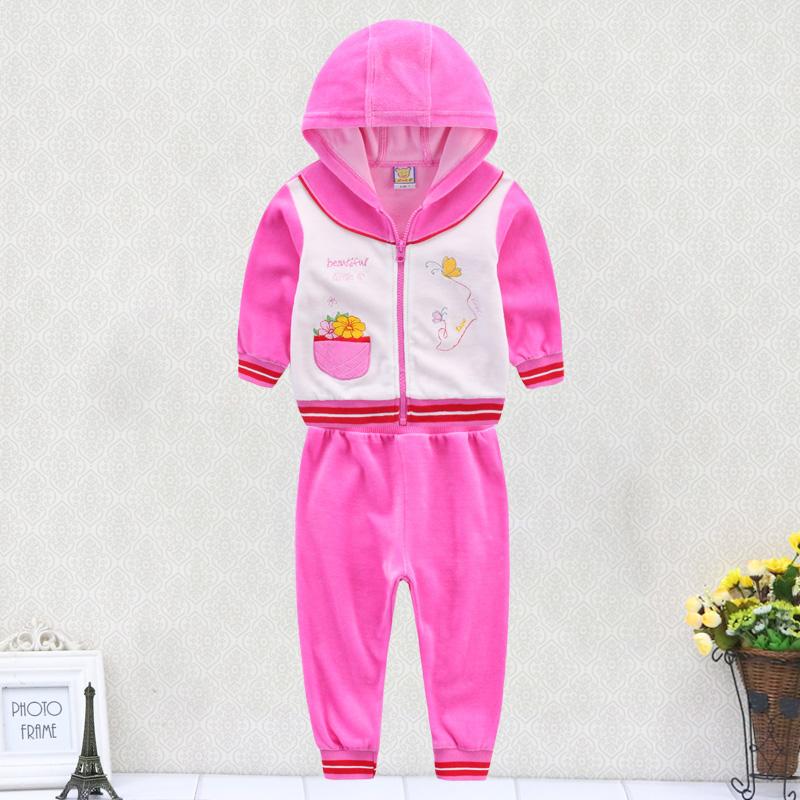 Детская одежда для младенцев для маленьких девочек и мальчиков, бархатный комплект на молнии на зиму и весну, детская одежда с длинными рукавами