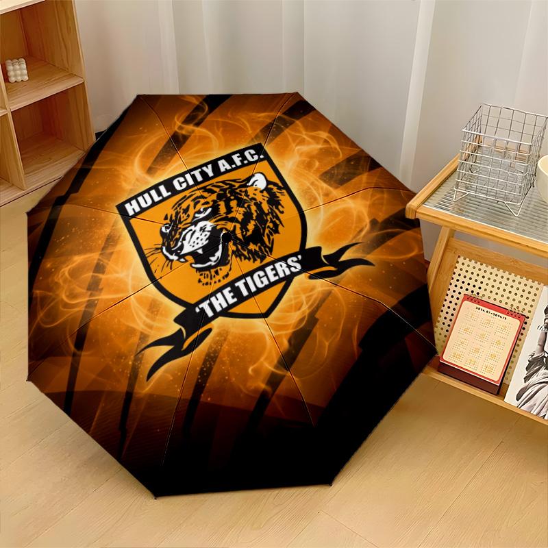 Hull FC Print Auto 8?Ribs Folding Umbrella Wind Resistant Lightweight Automatic Umbrella For Daily Travel