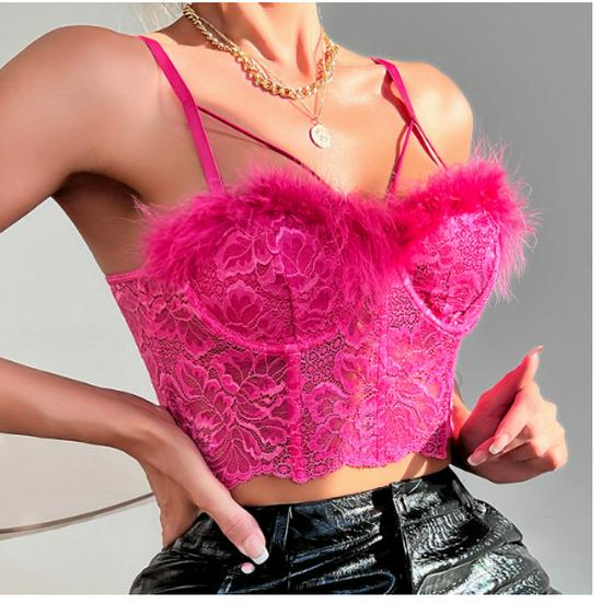 2024 Европейский и Американский Элегантный Жилет с Французским Кружевом, Перьями и Кисточками