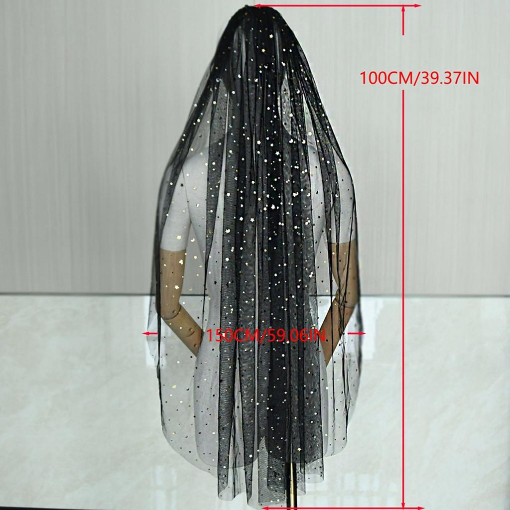 Bridal Veil Bride Simple Tulle with Sequins Moon Star Bachelorette Party Hen Party Bride's Veil Hen Party Head Scarf