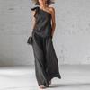2 Piece Outfits for Women Summer One Shoulder Sleeveless Top And Wide Leg Pants Matching Lounge Set with