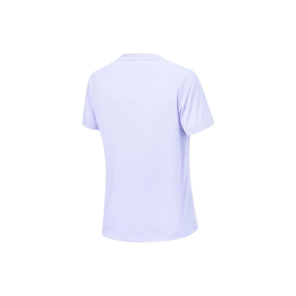 Li Ning Fitness Series Solid Color Sports Short Sleeve T-Shirt Women Tops Light-Blue ATST580-2