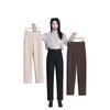 Women's High-Waisted Wool Cigarette Pants - Autumn/Winter, Warm, Versatile, Casual, Plus Velvet & Thickened.
