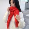 Polyester Classic Wool Scarf Soft Long Neckscarf with Tassel Cold-proof Solid Color Shawl Women