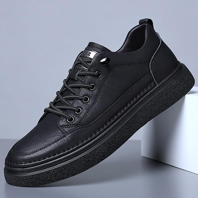 Spring New Men's Shoes Men's Casual Leather Shoes Lace-up Trend Fashionable Men's Single Shoes Board Shoes
