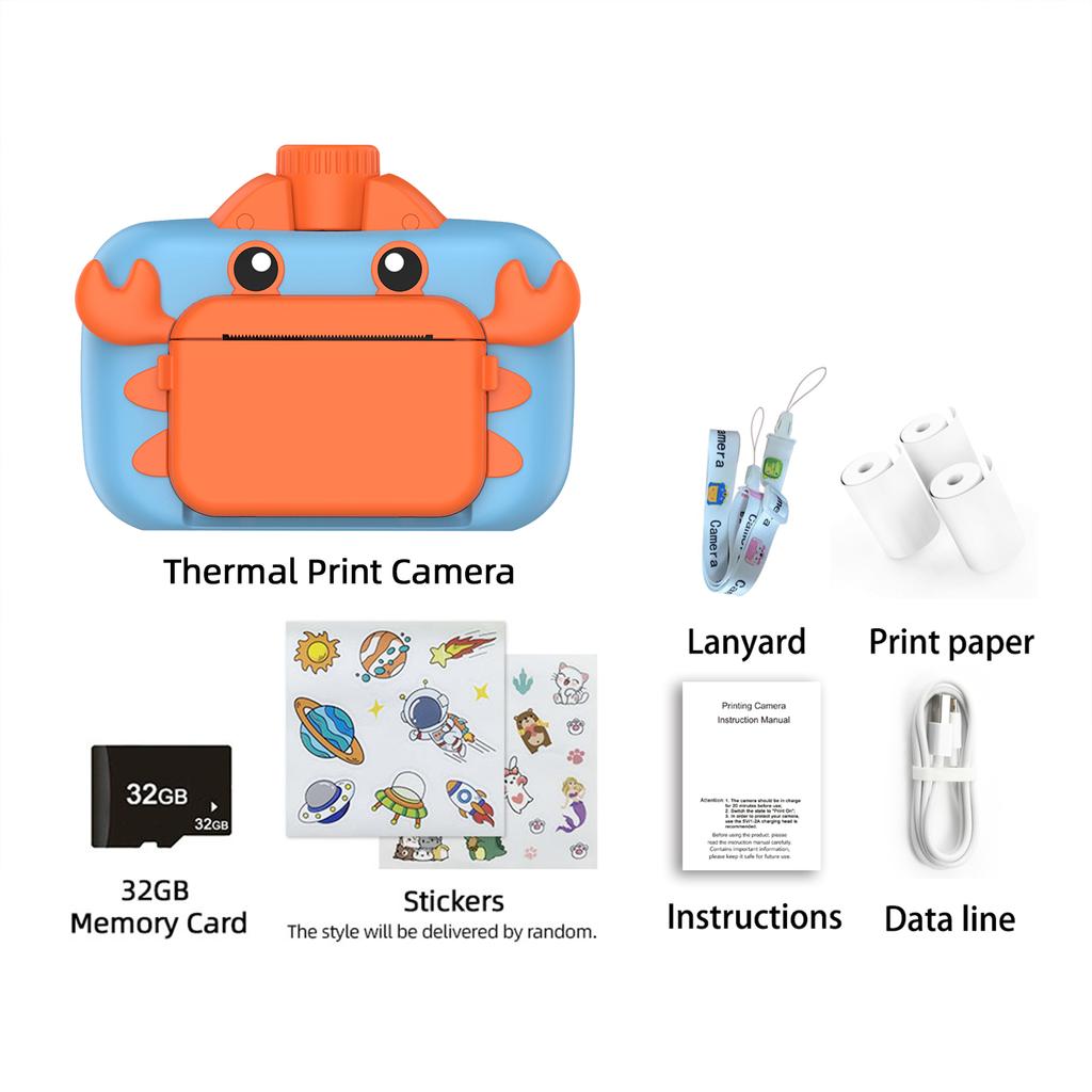 Милая детская камера мгновенной печати 1080P Детская цифровая камера Детская камера мгновенной печати с поворотом на 180 градусов