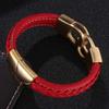 Панк-красный плетеный кожаный браслет из нержавеющей стали наручники браслеты пряжка браслет ювелирные изделия подарки