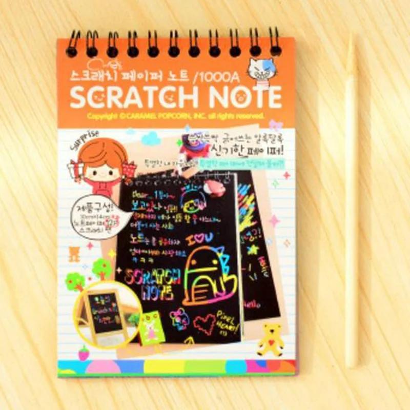 Детский Граффити Блокнот DIY Скретч-Рисование Игрушки для Игры Бумага для Рисования Книга для Рисования Черная Бумага Детская Ранняя Обучающая Игрушка Приятный Подарок