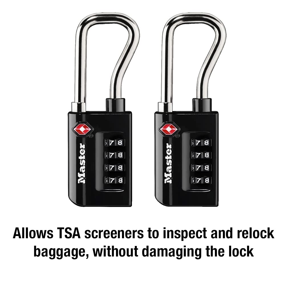 Master Lock Черные Уникальные Комбинационные TSA Одобренные Дорожные Навесные Замки для Багажа и 4696T Комплект, Замки, Чемоданы, Рюкзаки, Сумки, 2 шт.,