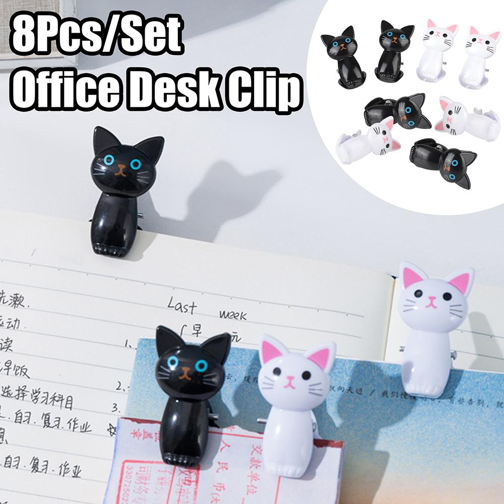 Snacks Sealing Clips Plastic Beach Towel Clips Cute Cat 8Pcs/Set Household Clothespegs Clamp Office Desk Organize And Store Plastic Clips