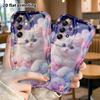Чехол для телефона: 2D Плоский Защитный Чехол для Samsung Galaxy A34 A35 M05 M06 S20 S22 S21 FE Plus 5G, Маленький Белый Кот с Голубыми Глазами, Подарок на Рождество и Хэллоуин