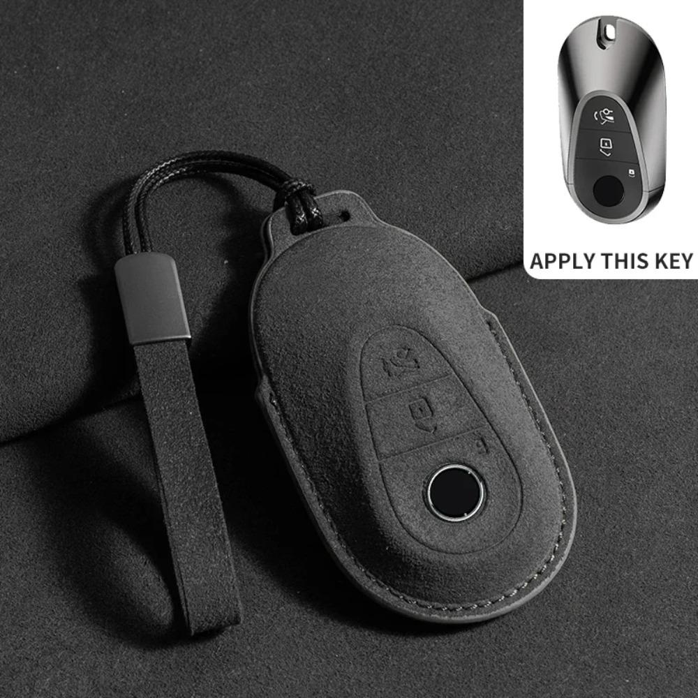 Suede Leather Car Key Case for Mercedes Benz E Class W213 W205 E200 E260 E300 E320 AMG CLA 2019 2020 Remote Fob Shell Case