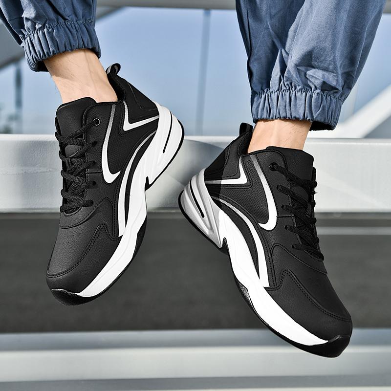 FashionMen Shoes Lace Up Leather Fashion Sneakers for Men Leather Comfort Lightweight Casual Shoes Outdoor Walking Footwear Big Size 50