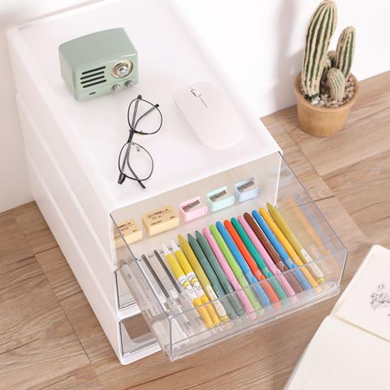 Прозрачный пластиковый настольный органайзер, ящик, штабелируемый, настольный ящик для хранения офисных принадлежностей