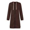 Winter Windproof Women's Casual Zip Up Hooded Jacket Long Tunic Sweatshirt With Pockets Drawstring Outerwear