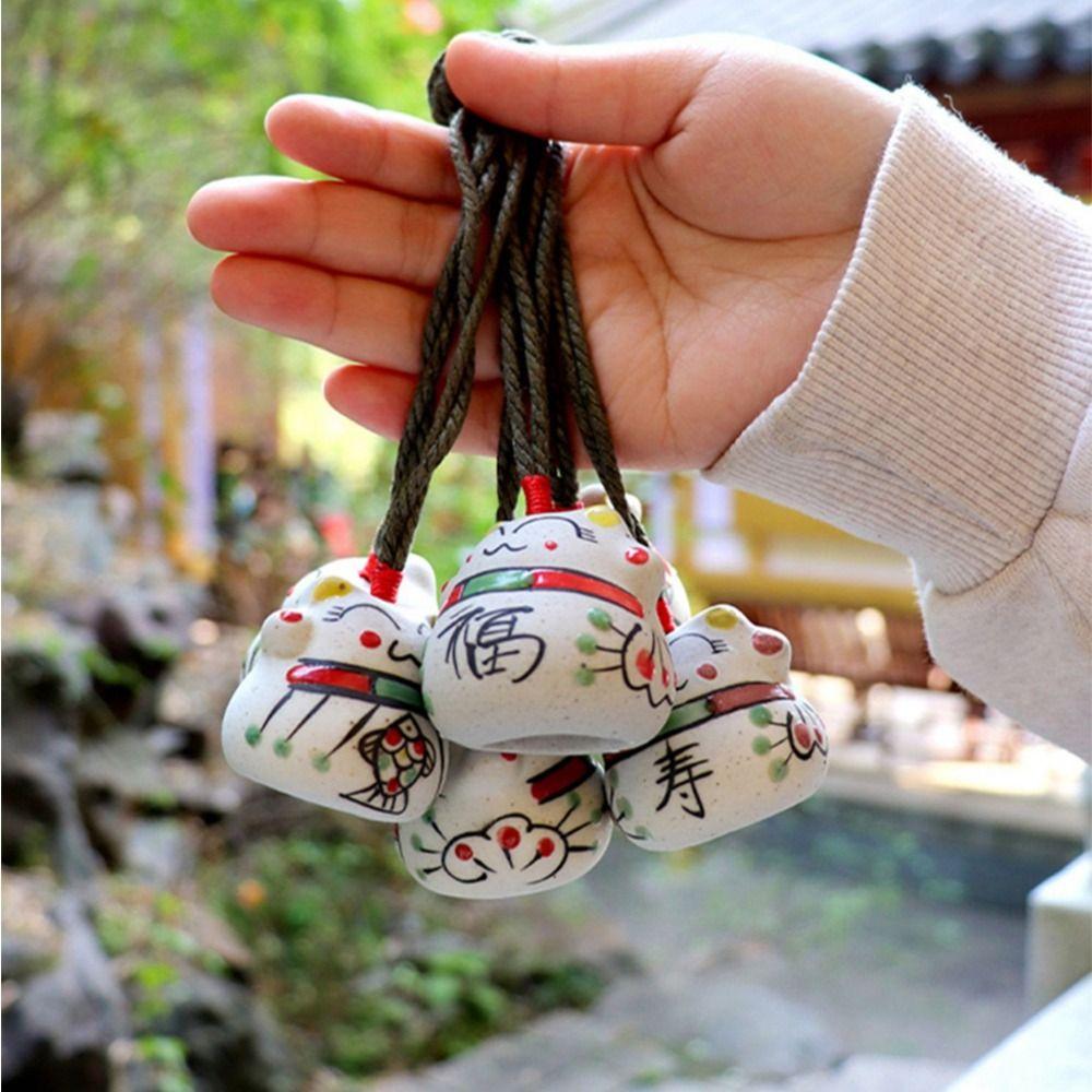 Character Lucky Cat Japanese Style Wind Chime Bag Pendent Hanging Decorations Bell Key Chain