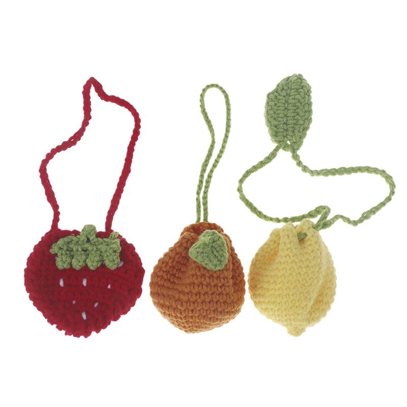 Orange Coin Purse Crochet Drawstring Bag Cute Drawstring Strawberry Shaped Crochet Purse Crochet Lemon Bag Coin Chargers