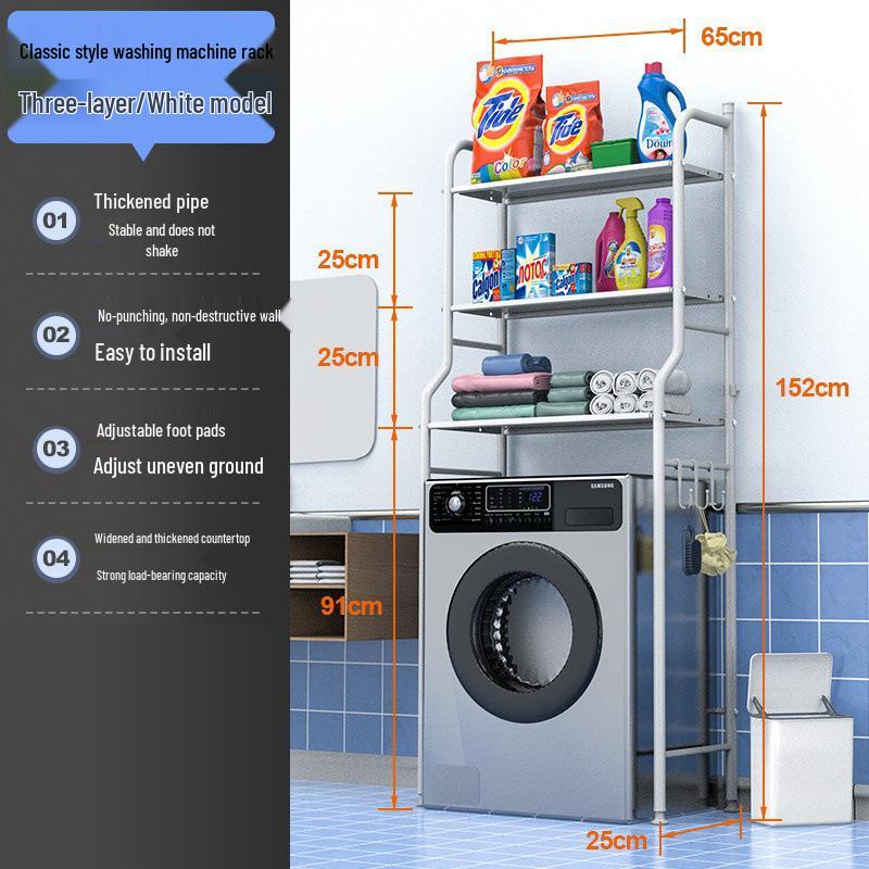 Напольная стойка для хранения в ванной: Органайзер для раковины, туалета и стиральной машины без сверления.