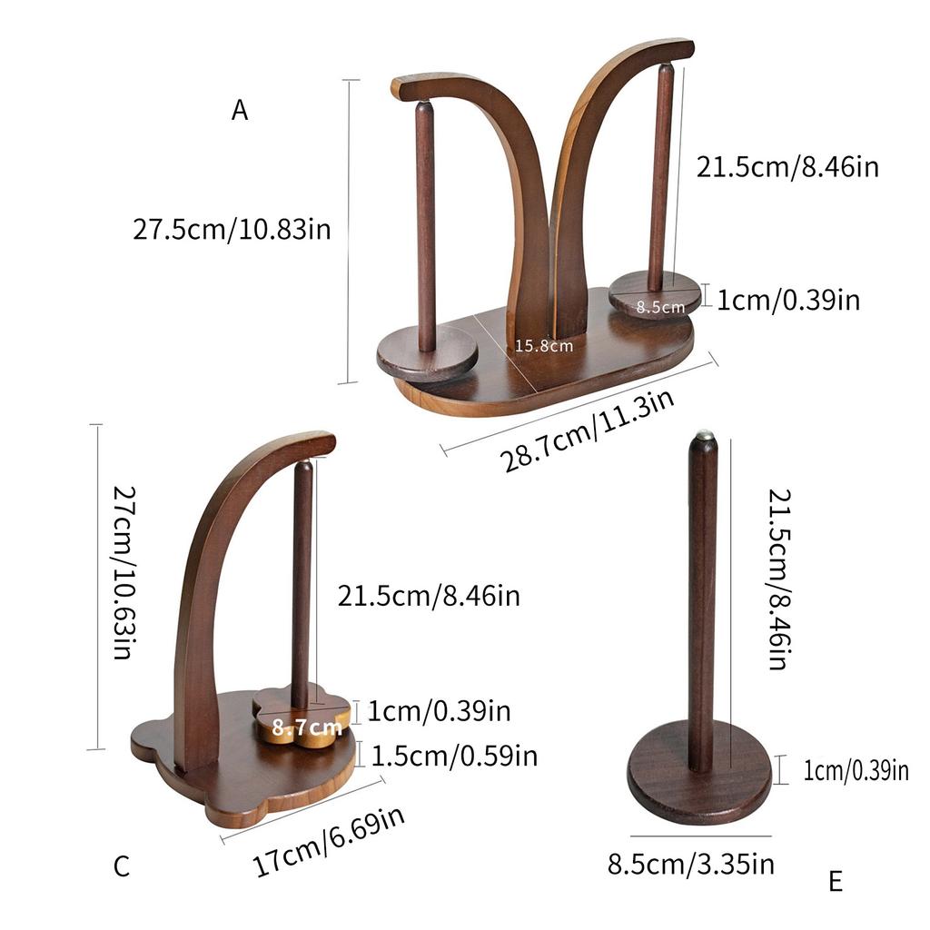 Magnetic Yarn Holder with Twirling Mechanism Wood Yarn Dispenser Double Side Thread Spool Holder for Hand Stitching