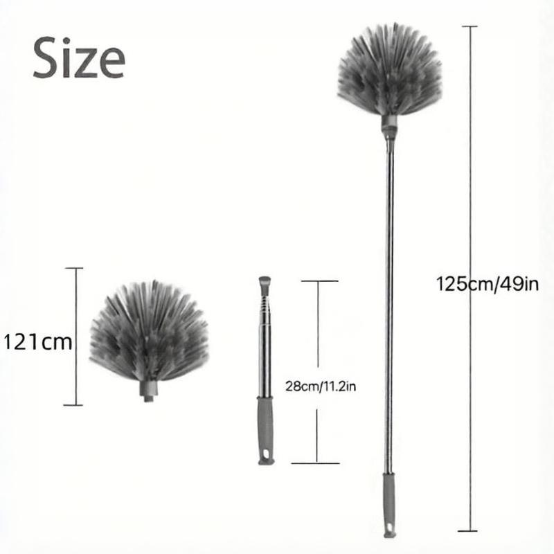Heavy-Duty Metal Adjustable Length Spider Web Ceiling Cleaner Efficient Dust Remover for Home Attic Garage High Corner Cleaning