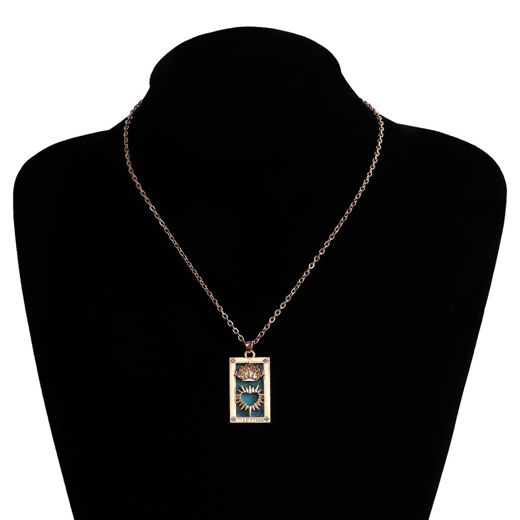 Coloeful Tarot Necklace Star Moon Sun Lovers Magiclan Knight Empress Pendant Necklace for Women
