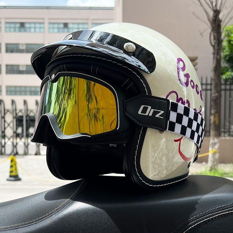 Retro Motorcycle Helmet Men's and Women's Electric Vehicle Scooter 3/4 Half Helmet