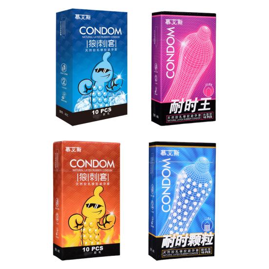 10Pcs/Box Sexual Condoms Bouncy Particles Safe Elasticity Fun Enhanced Pleasure Creative Natural Latex Rubber Condom for Bedroom