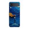 Прозрачный чехол для телефона Samsung Galaxy Z Flip 3 4 5 6 7 Жесткий складной ПК Z Flip3 Flip4 Чехол Милый синий узор