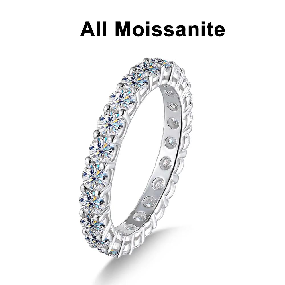 KNOBSPIN 3mm Round Moissanite Ring White Gold Plated 925 Silver Fine Jewelry Wedding Engagement Rings for Women Man