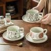Винтажный набор чашки и блюдца, керамическая кофейная чашка, креативный геометрический узор, набор чашек, домашняя чашка для послеобеденного чая