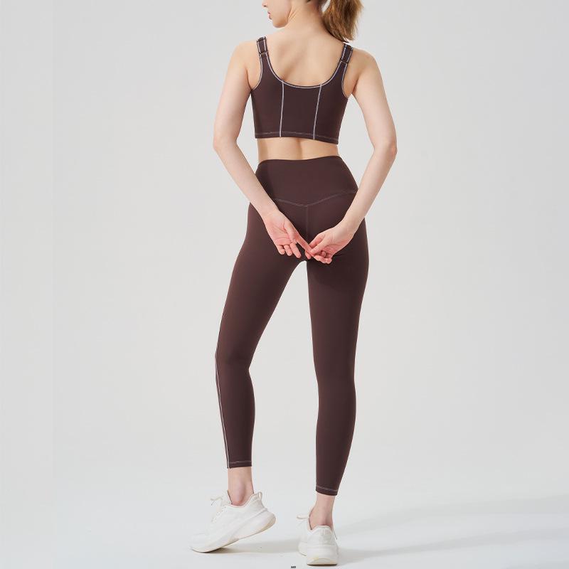 Высокоэффективный женский костюм для йоги и фитнеса: Однотонный, высокоэластичный, облегающий