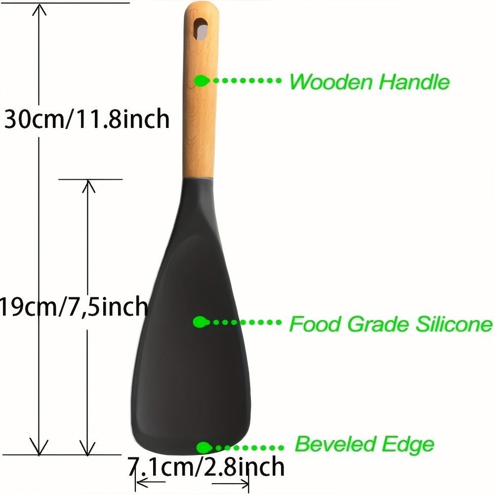 Новые антипригарные кухонные ложки Силиконовая лопатка для перемешивания Деревянная ручка Лопата Ложка для смешивания салата Кухонная утварь Кухонные инструменты