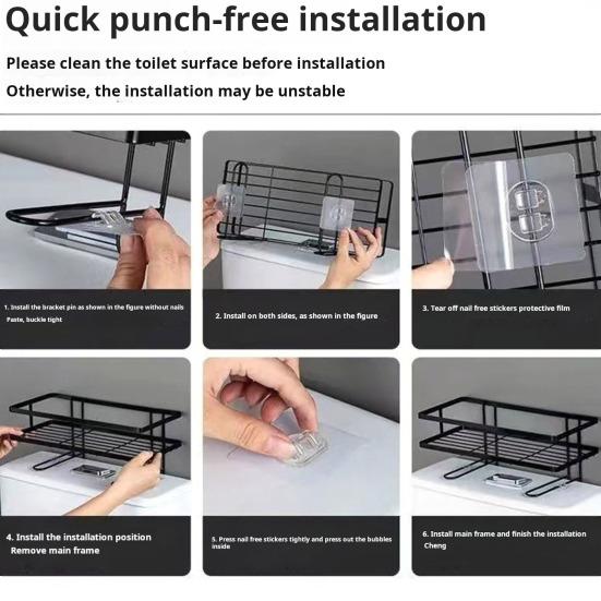 Органайзер для туалета, полка для хранения вещей, устойчивая к коррозии, прочная, несущая способность, не требующая сверления, полка для туалета