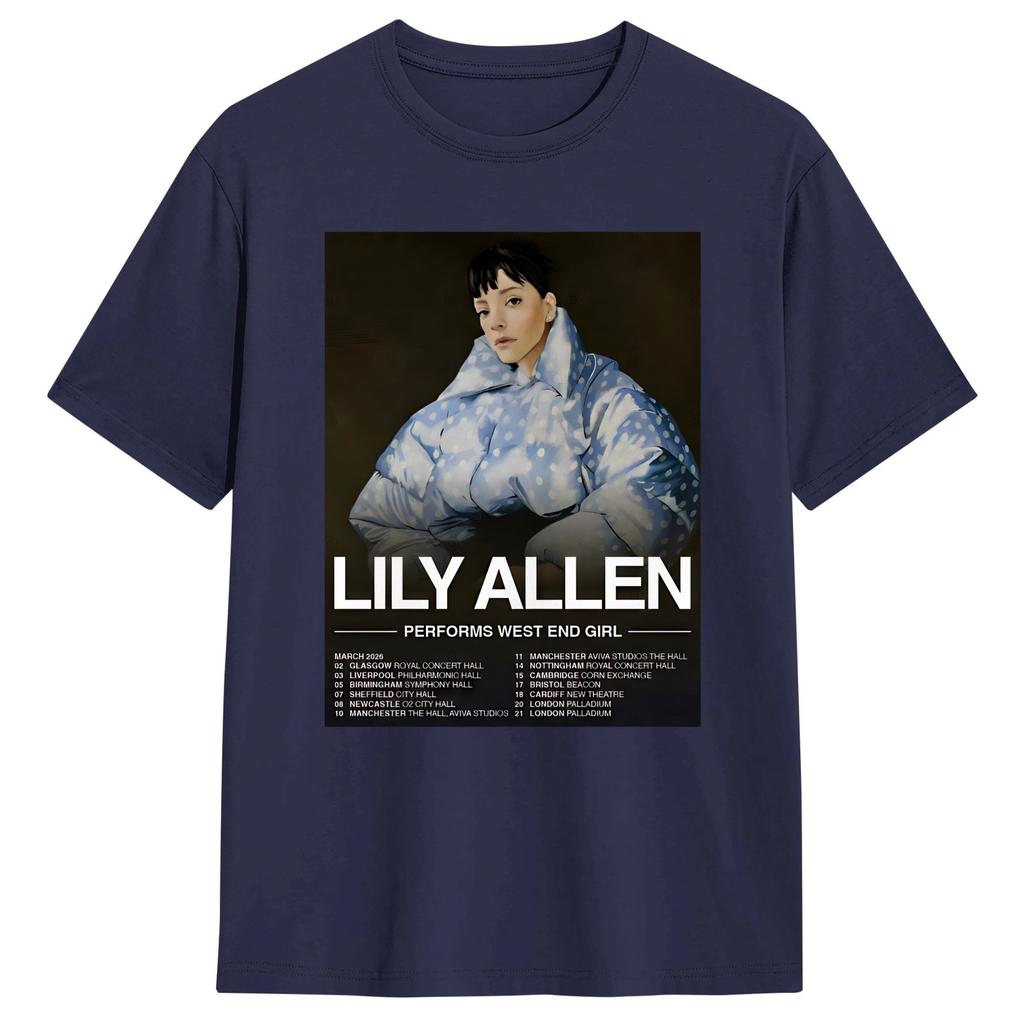 Футболка Lily Allen West End Girl Tour 2026 Хиппи Футболки С коротким рукавом Y2K Повседневная футболка Летняя Хлопок 4XL 5XL 6XL Одежда