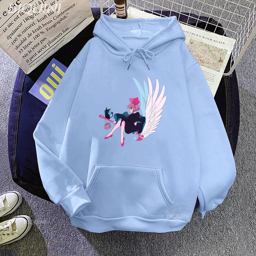 Сакура Киномото Волшебная служба доставки толстовки с длинным рукавом женские/мужские толстовки с героями мультфильмов зимние повседневные удобные пуловеры с капюшоном