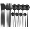 16Pcs Black Cutlery Set 18/0 Stainless Steel Dinnerware Set Kitchen Gold Tableware Set Knife Fork Spoon Flatware