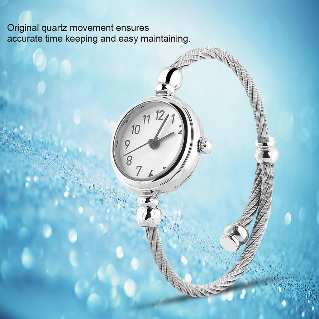 Аналоговые круглые кварцевые наручные часы с открытым браслетом из сплава (Арабские цифры Белый циферблат)