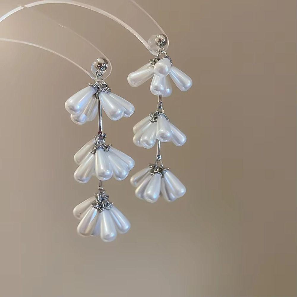 Элегантные серьги-кисточки с бисером в виде цветов, винтажные серьги с искусственным жемчугом, серьги-капли, женские