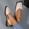 Summer Elegant Vintage Women's Shoes Casual Flat Shoes Square Toe Sandals Solid Color Sandals