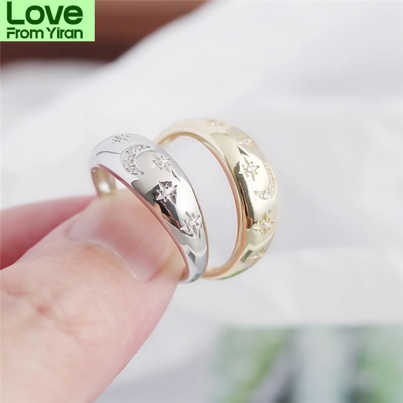 Bohemia Crystalline Moon Star For Women Open Rings Rings Jewelry Sterling Tone Finger Rings Gold Color / Rings RingsTrendy Rings