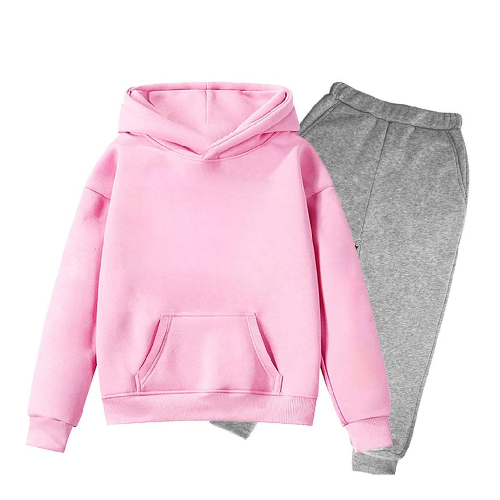 Children's Solid Color Sweatshirt Set (pants + Top)