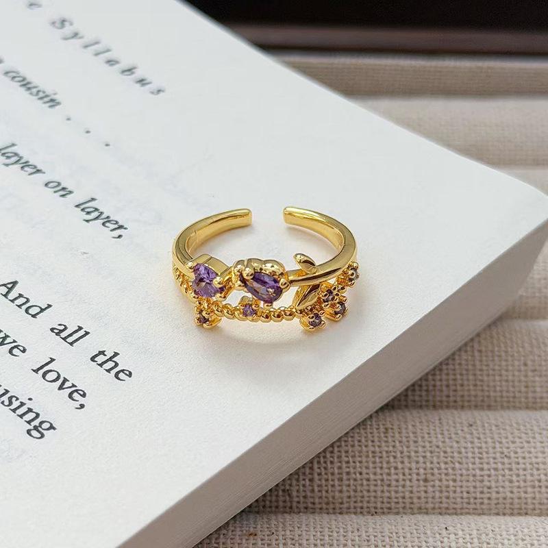 Средневековое французское ретро кольцо с открытой шинкой и полным бриллиантом, модное, с высоким чувством стиля и темпераментом, нишевый дизайн, изысканные бриллиантовые аксессуары для женщин