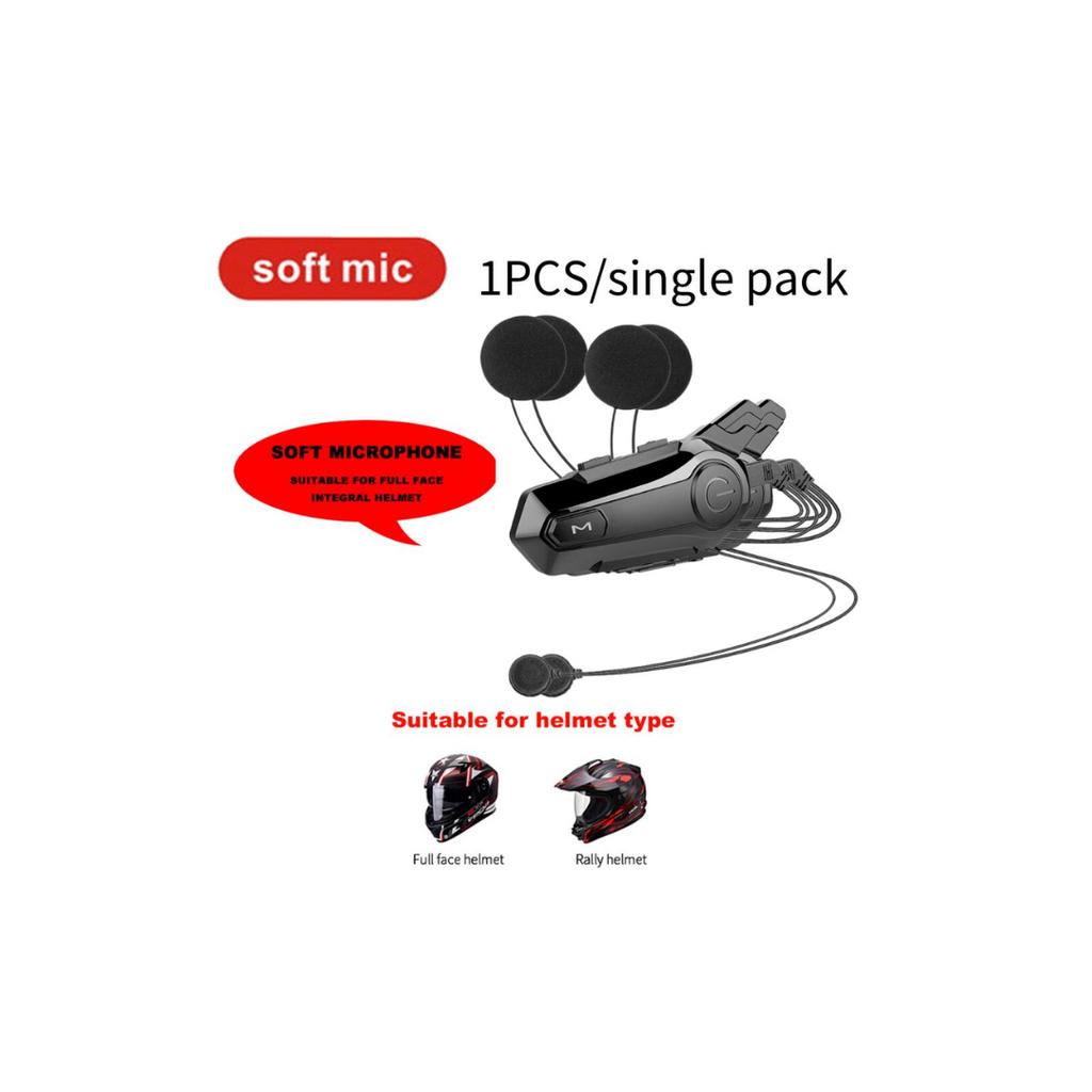 E1 Motorcycle Bluetooth 5.0 Helmet Intercom Headset + Waterproof IPX6 + 2 Riders + 1000M Range + Hands-Free Music for Outdoor Riding