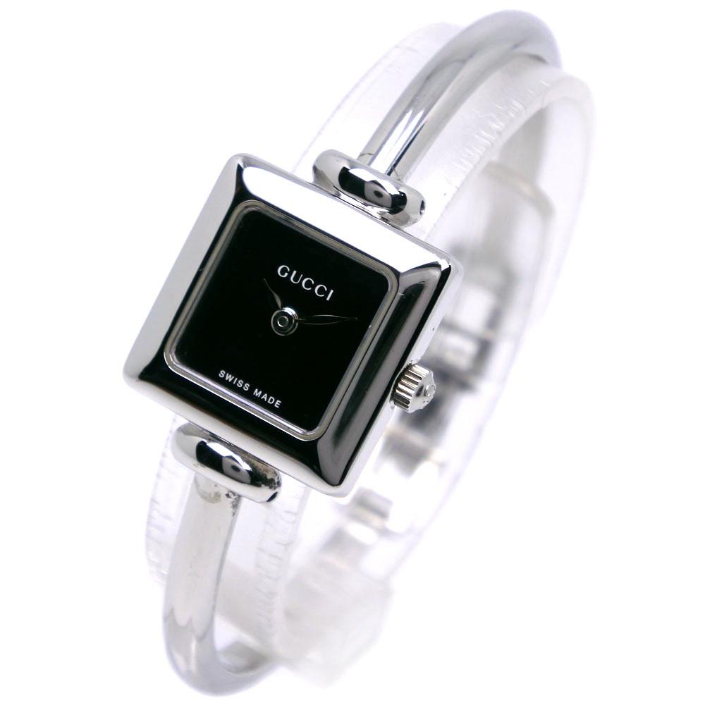 Gucci Часы 1900L черный циферблат нержавеющая сталь кварцевые аналоговый дисплей женские б/у