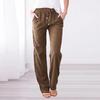 Spring and Summer Women's Solid Color Cotton and Linen Drawstring Loose Casual Wide-leg Trousers